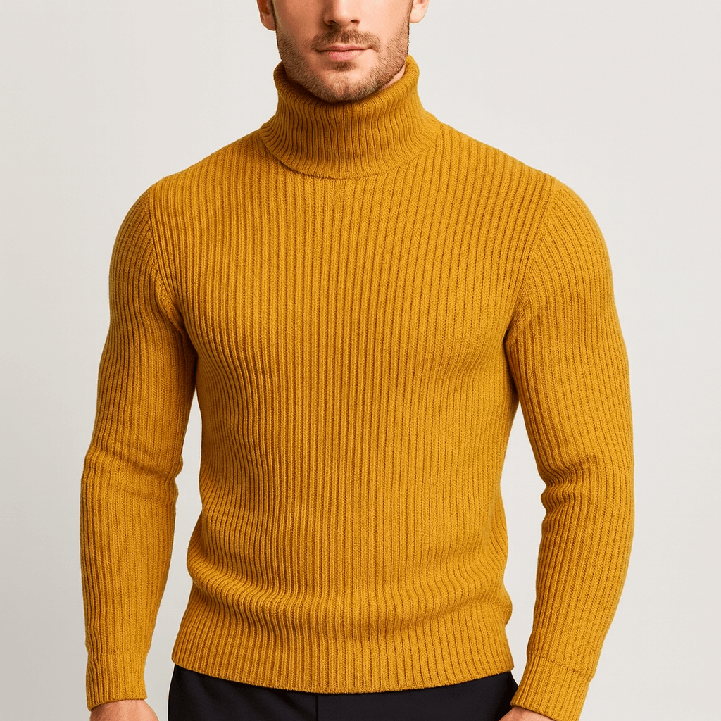 Nordori | Ribbet ensfarvet rullekravetrøje