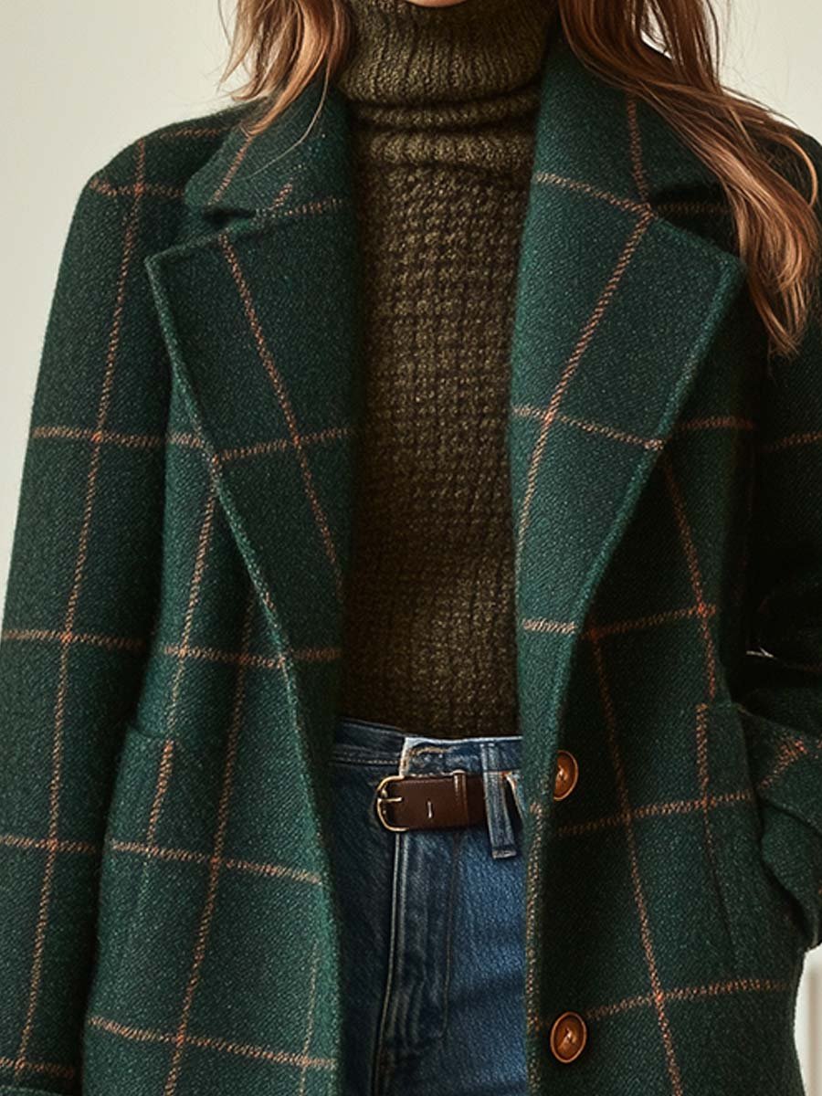 Vintage Charm | Plaid tweed frakke 1