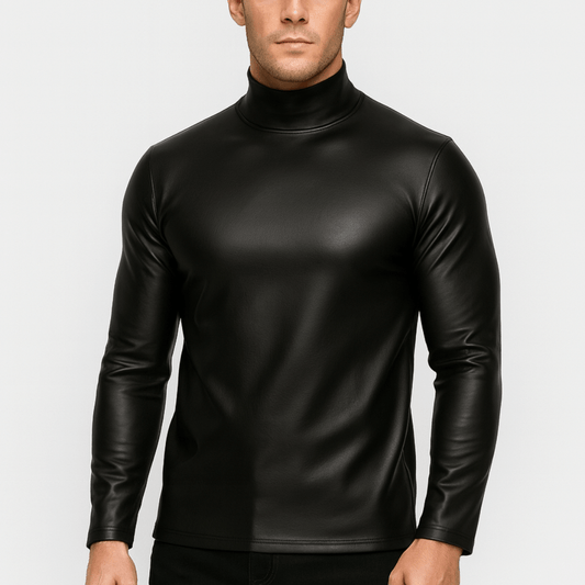 Nordori | PU-læder rullekravetrøje