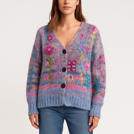 Nordori | Boheme-inspireret cardigan med farverige mønstre