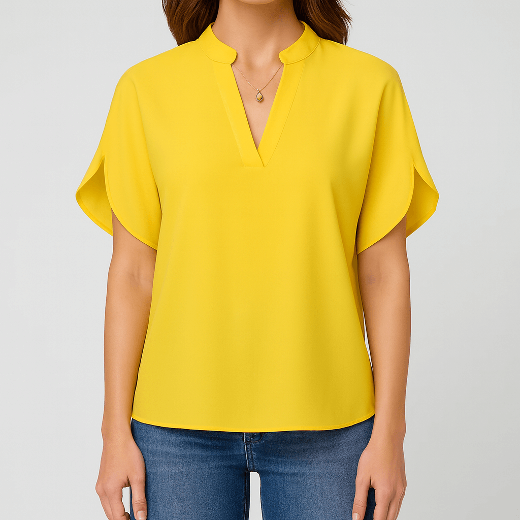 Nordori | V-hals bluse med flydende silhuet