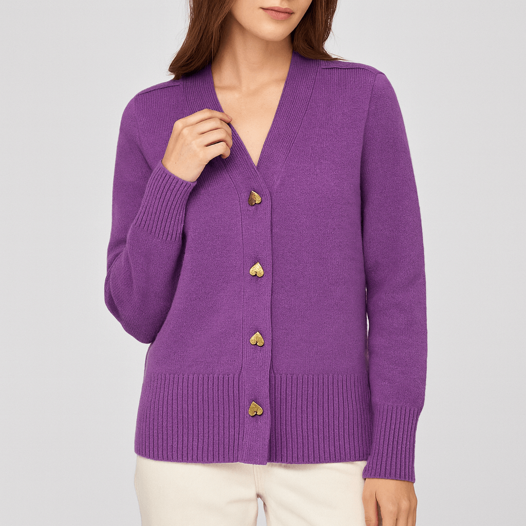 Nordori | Elegant ribbet cardigan med hjerteformede knapper