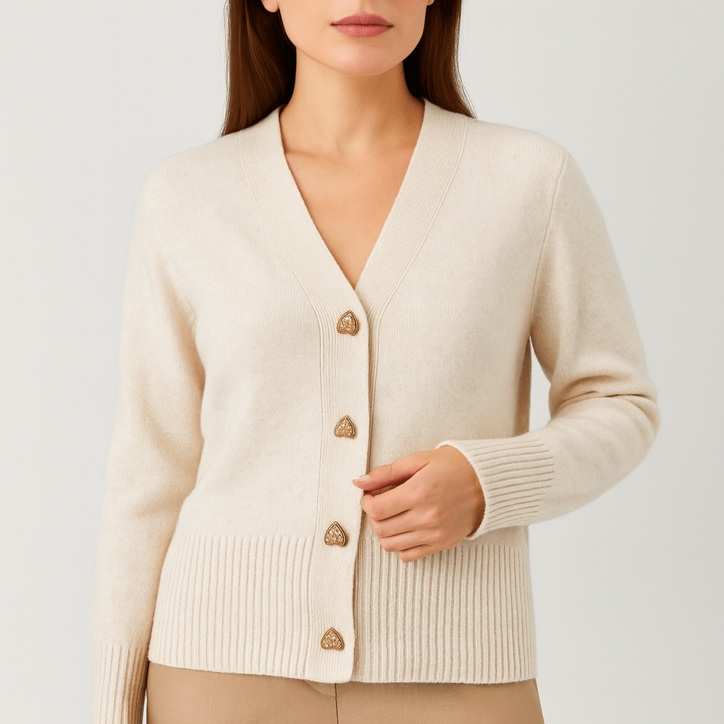 Nordori | Elegant ribbet cardigan med hjerteformede knapper