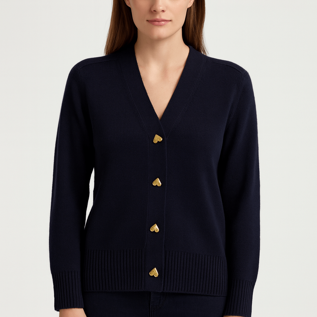 Nordori | Elegant ribbet cardigan med hjerteformede knapper