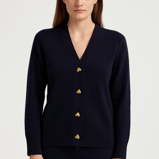 Nordori | Elegant ribbet cardigan med hjerteformede knapper