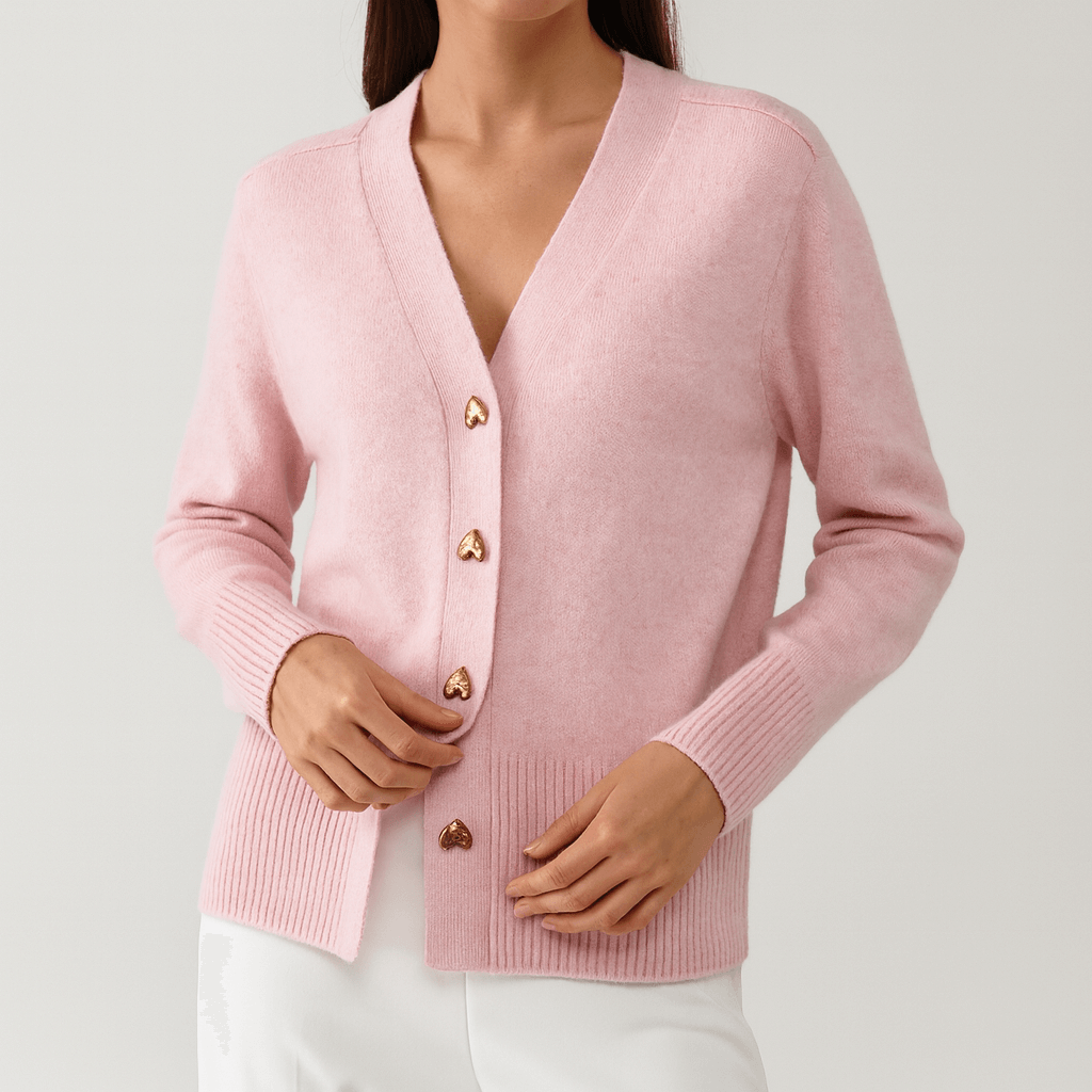 Nordori | Elegant ribbet cardigan med hjerteformede knapper