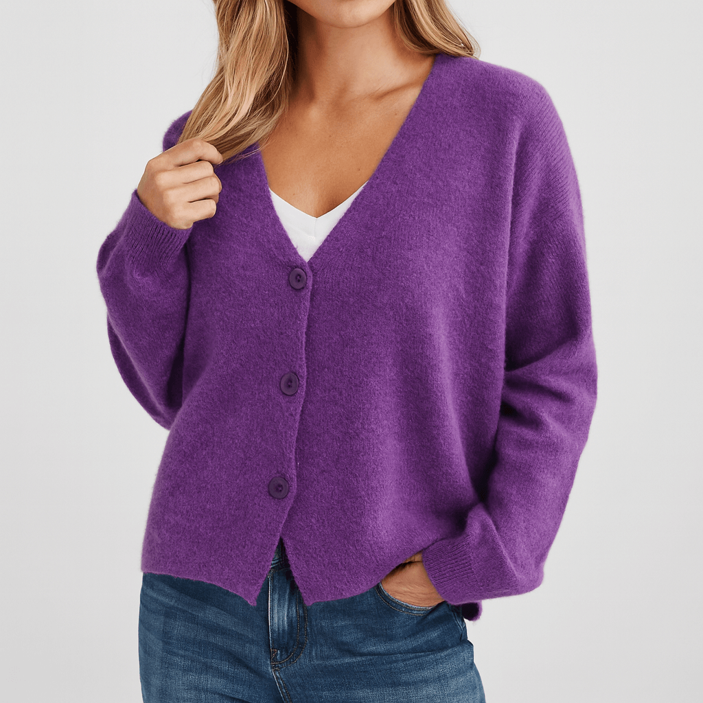 Nordori | Strikket cardigan med V-hals og patchwork-mønster