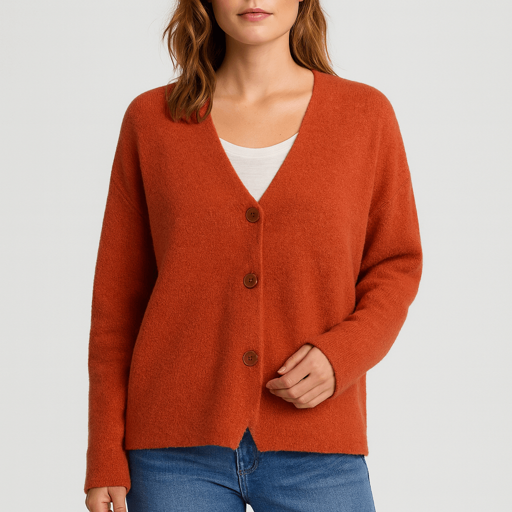 Nordori | Strikket cardigan med V-hals og patchwork-mønster