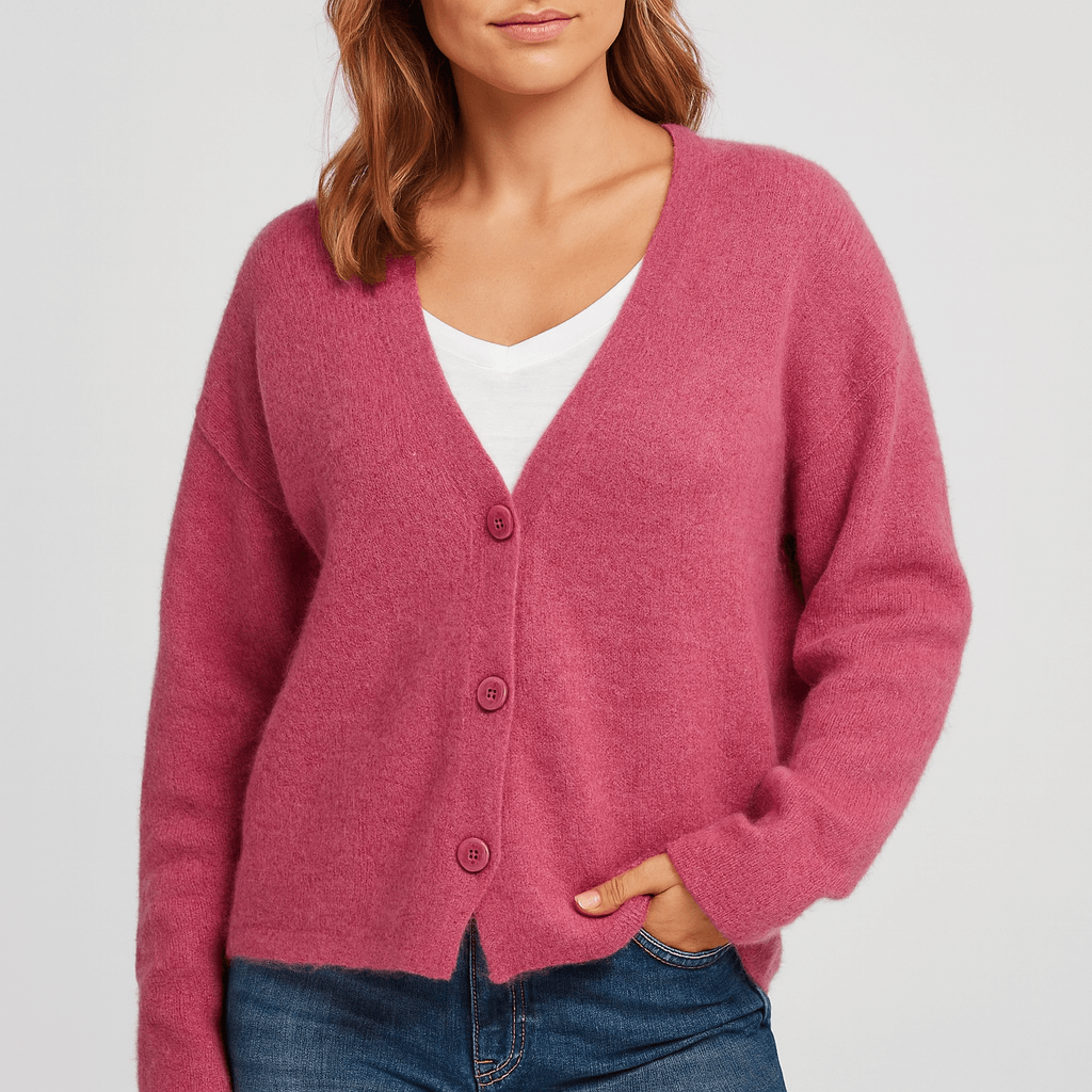 Nordori | Strikket cardigan med V-hals og patchwork-mønster