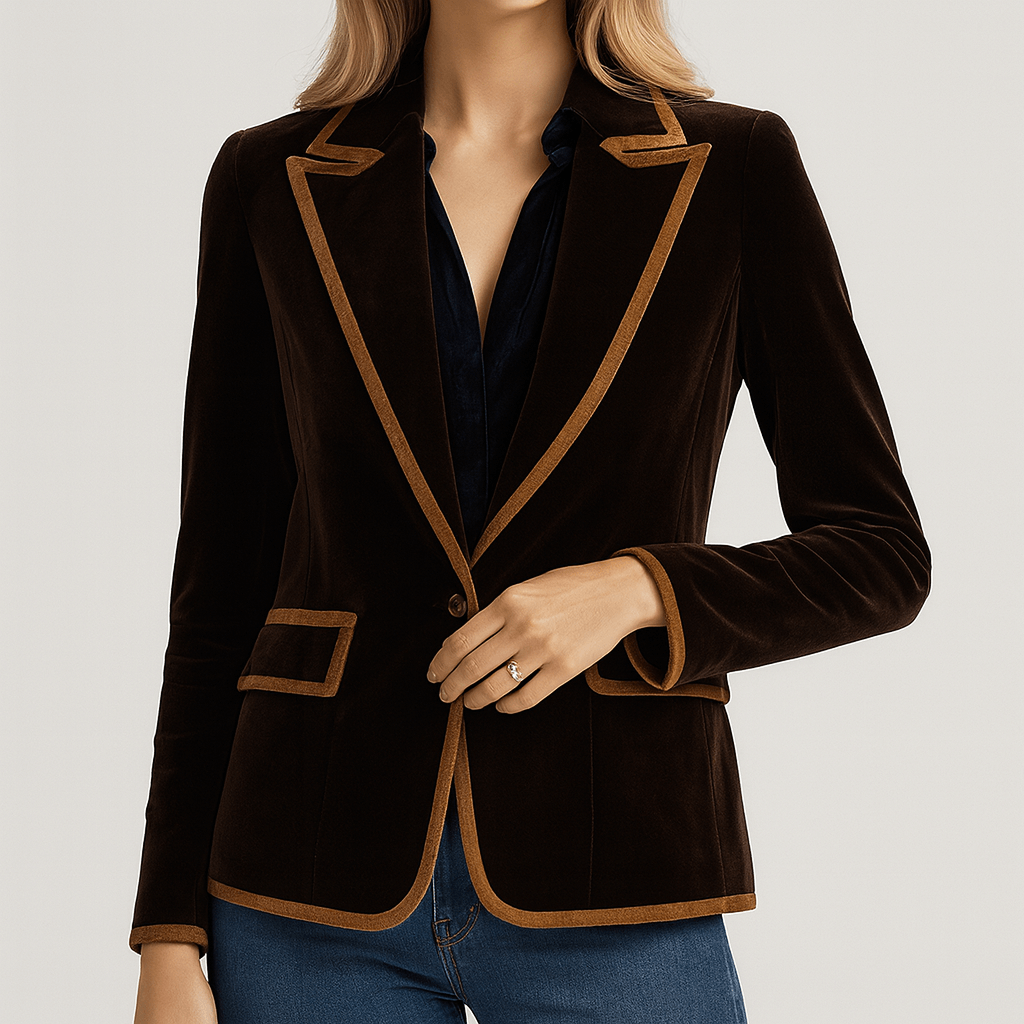 Nordori | Løstsiddende blazer i fløjl med farveblok