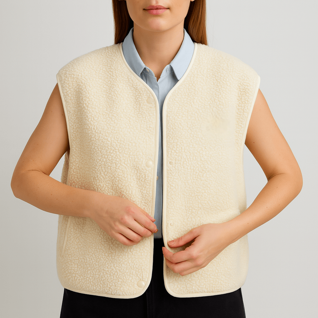 Nordori | Blødt Sherpa fleece vest med åben front