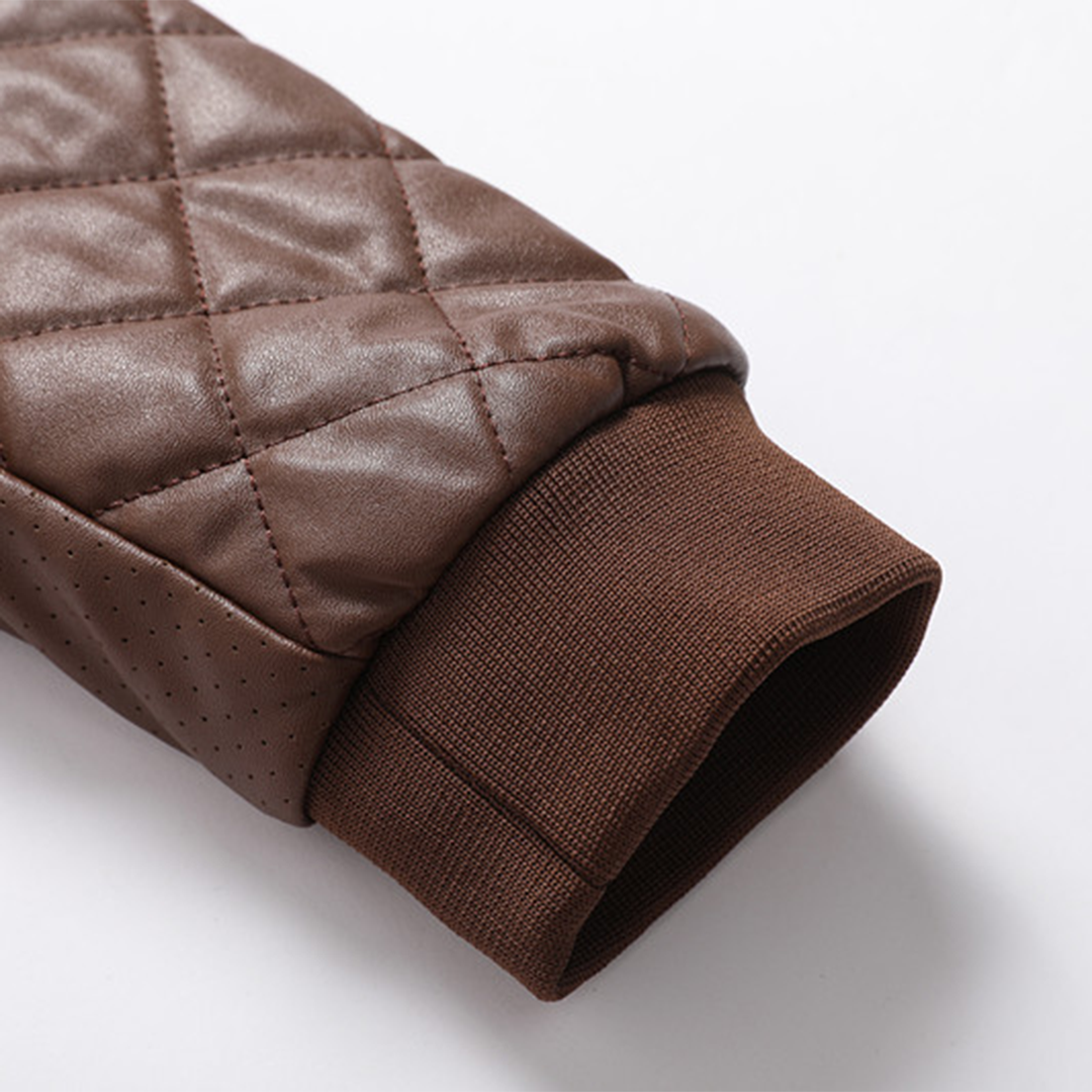 Nordori | Elegant brun læderjakke med klassisk krave