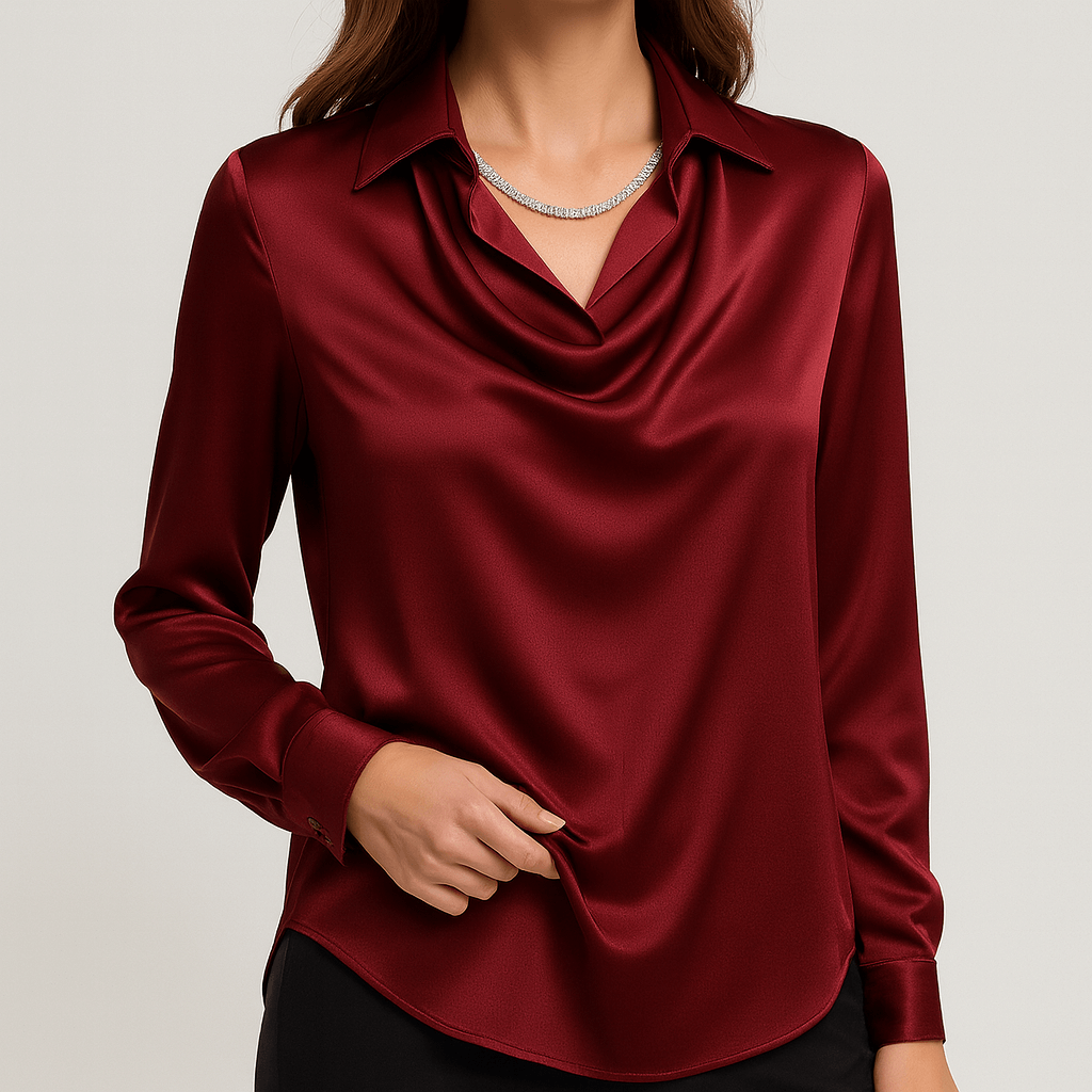 Nordori | Elegant draperet satinbluse