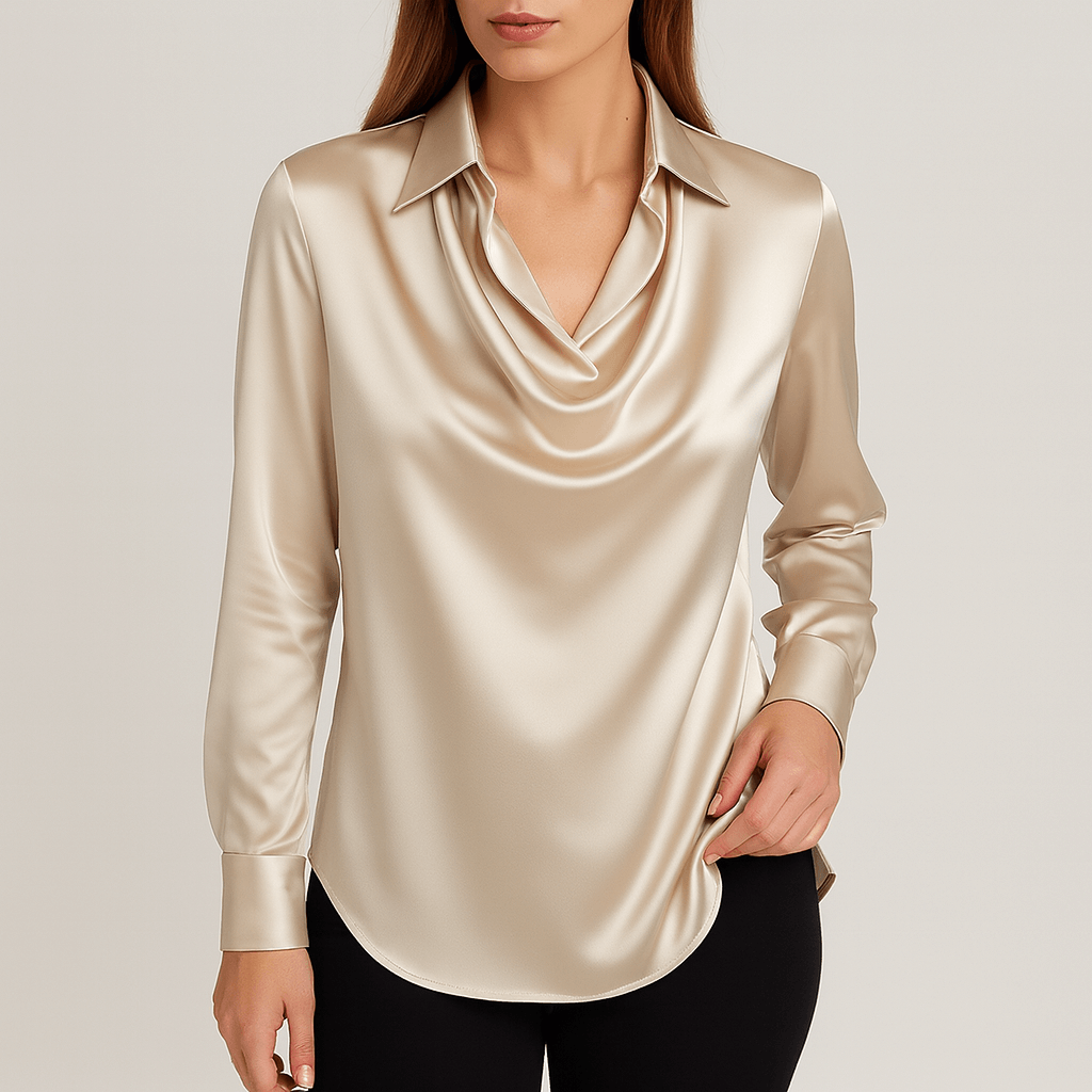 Nordori | Elegant draperet satinbluse