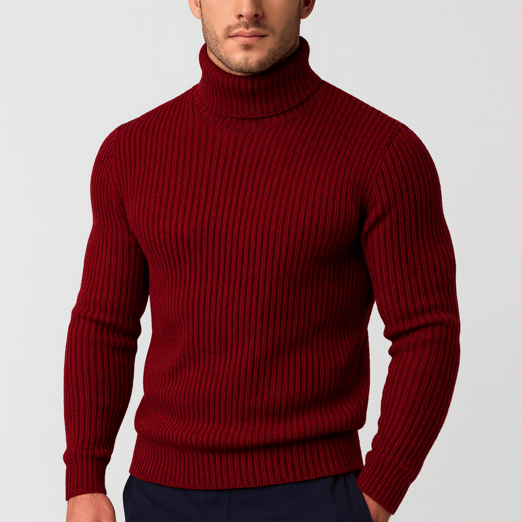 Nordori | Ribbet ensfarvet rullekravetrøje