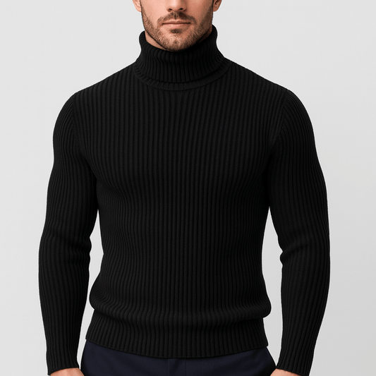 Nordori | Ribbet ensfarvet rullekravetrøje