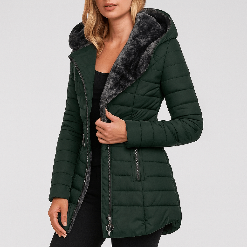 Nordori | Uld vinterjakke med pels og lang pasform