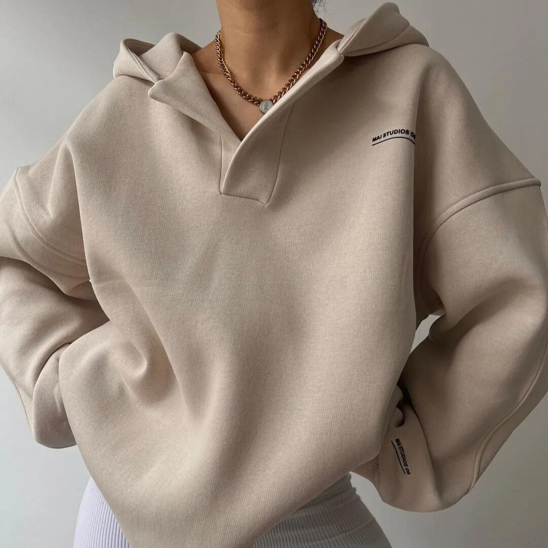 Oversized hættetrøjer med rund hals – Blød minimalistisk sweater til kvinder 1