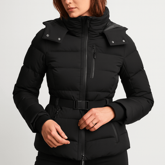 Nordori | Isoleret sort bæltet vinterjakke