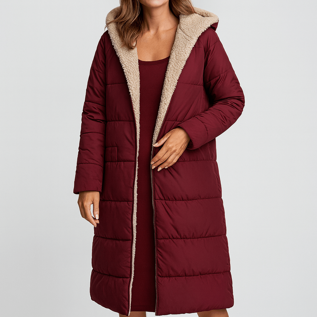 Nordori | Vendbar lang vinterjakke med hætte