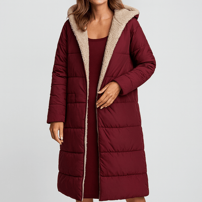 Nordori | Vendbar lang vinterjakke med hætte