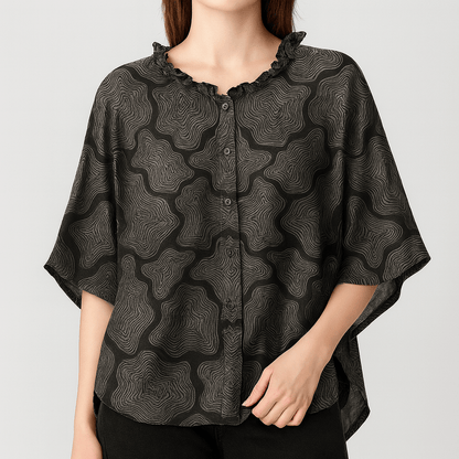 Nordori | Flæser trim skjortebluse med halværmede ærmer