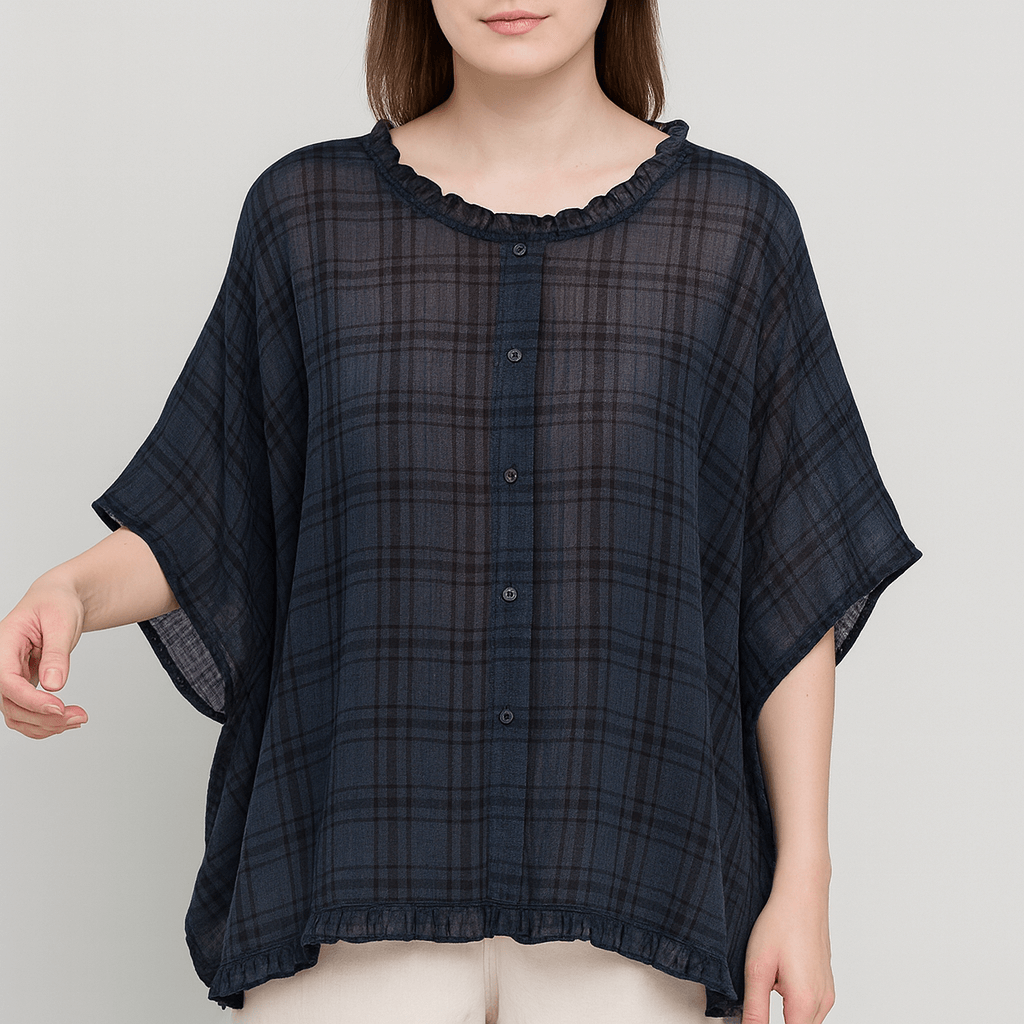 Nordori | Flæser trim skjortebluse med halværmede ærmer