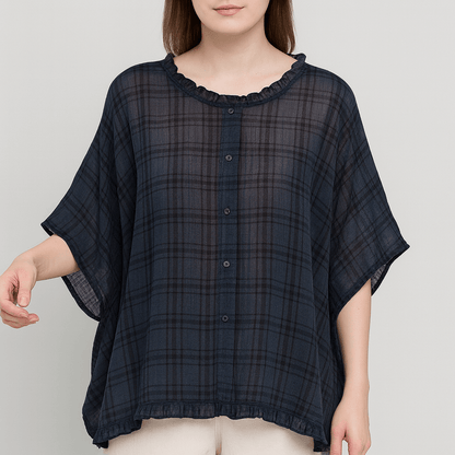 Nordori | Flæser trim skjortebluse med halværmede ærmer