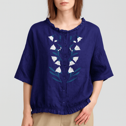 Nordori | Flæser trim skjortebluse med halværmede ærmer