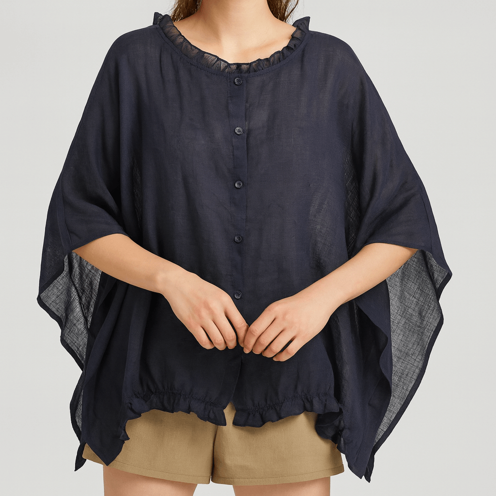 Nordori | Flæser trim skjortebluse med halværmede ærmer