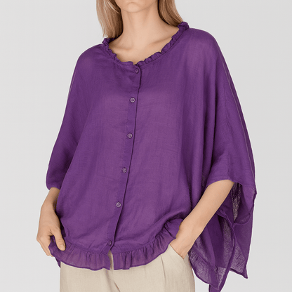 Nordori | Flæser trim skjortebluse med halværmede ærmer