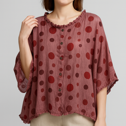 Nordori | Flæser trim skjortebluse med halværmede ærmer