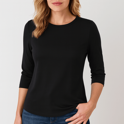 Nordori | Ensfarvet sweater med rund hals og lange ærmer