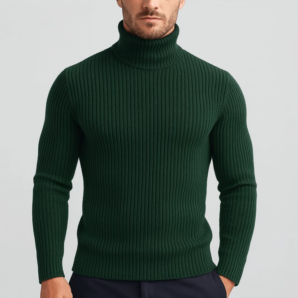 Nordori | Ribbet ensfarvet rullekravetrøje