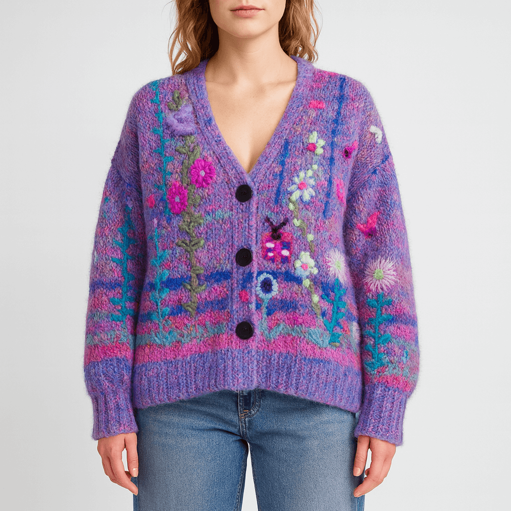 Nordori | Boheme-inspireret cardigan med farverige mønstre