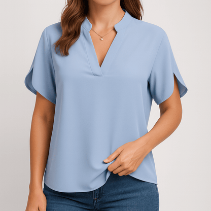 Nordori | V-hals bluse med flydende silhuet