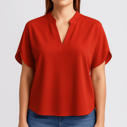 Nordori | V-hals bluse med flydende silhuet