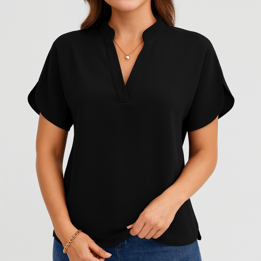 Nordori | V-hals bluse med flydende silhuet