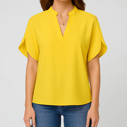 Nordori | V-hals bluse med flydende silhuet