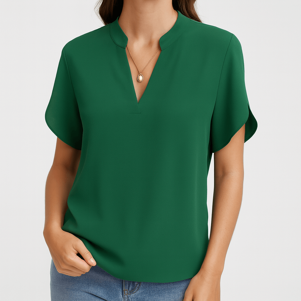 Nordori | V-hals bluse med flydende silhuet