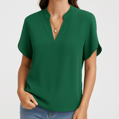 Nordori | V-hals bluse med flydende silhuet