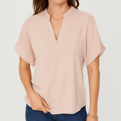 Nordori | V-hals bluse med flydende silhuet