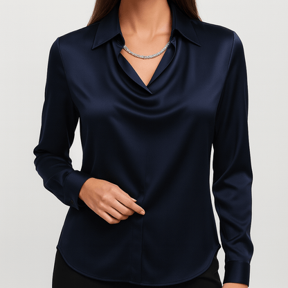 Nordori | Elegant draperet satinbluse