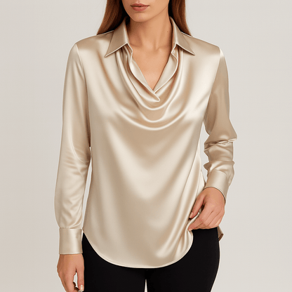 Nordori | Elegant draperet satinbluse