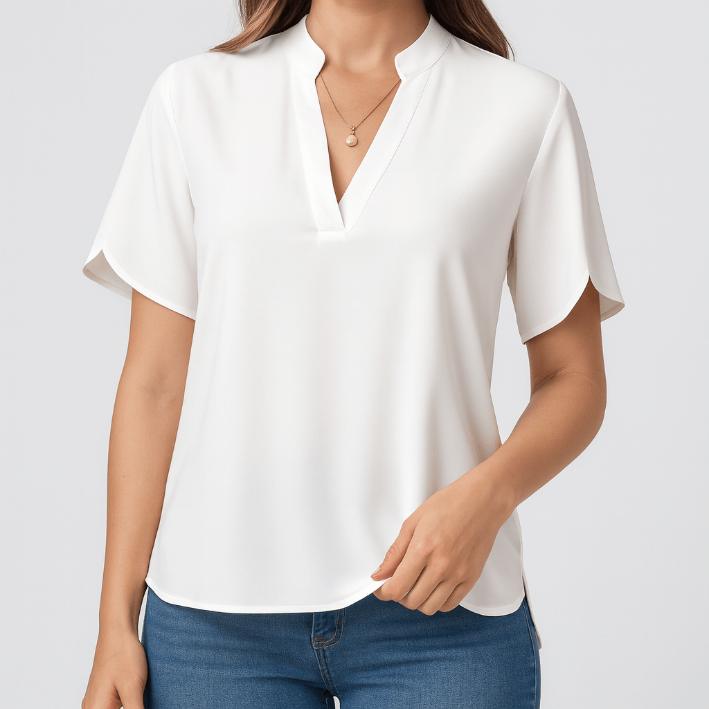 Nordori | V-hals bluse med flydende silhuet
