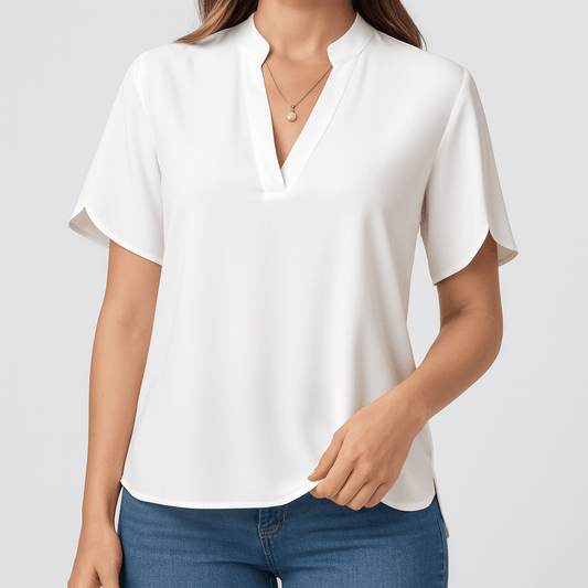 Nordori | V-hals bluse med flydende silhuet