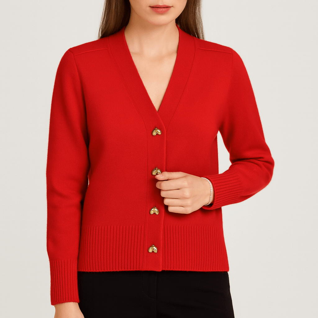 Nordori | Elegant ribbet cardigan med hjerteformede knapper