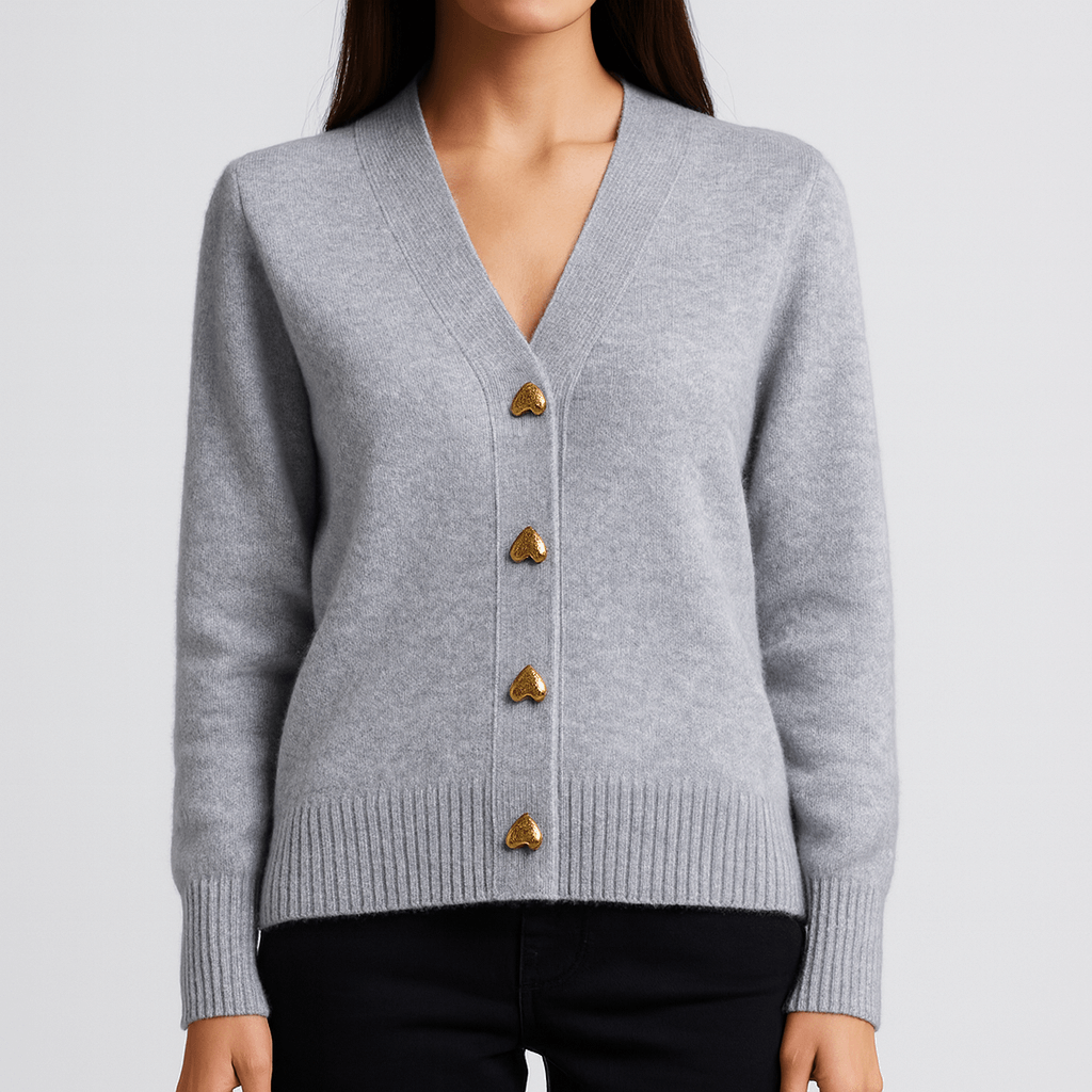 Nordori | Elegant ribbet cardigan med hjerteformede knapper