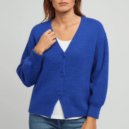 Nordori | Strikket cardigan med V-hals og patchwork-mønster