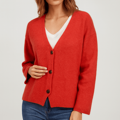 Nordori | Strikket cardigan med V-hals og patchwork-mønster